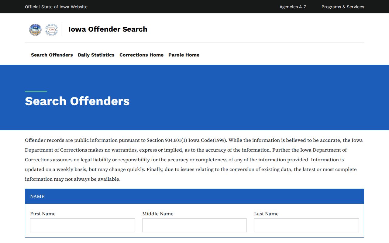 Iowa corrections Warren County offender record search